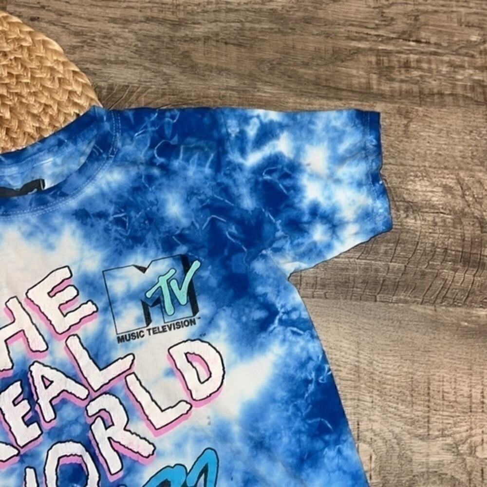The Real World blue tie dye crop tshirt size xsmall - Picture 3 of 4